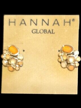 Orange & Peach Cluster Stud Earrings